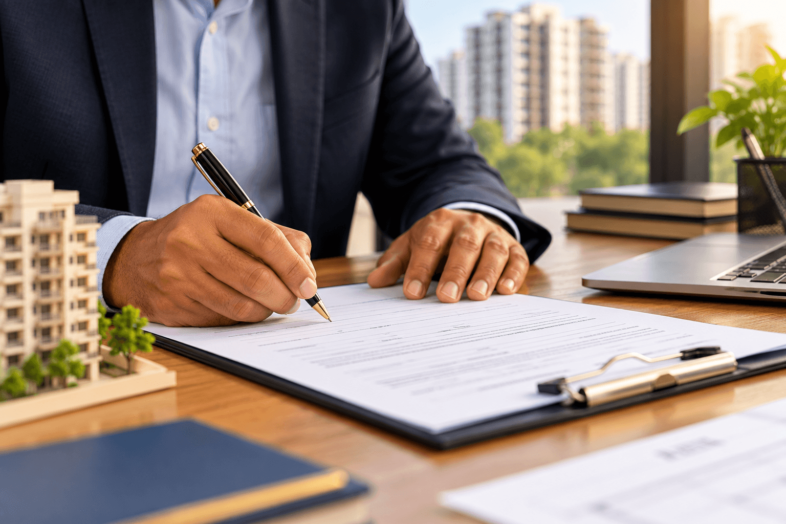Person completing a co-operative housing society registration form